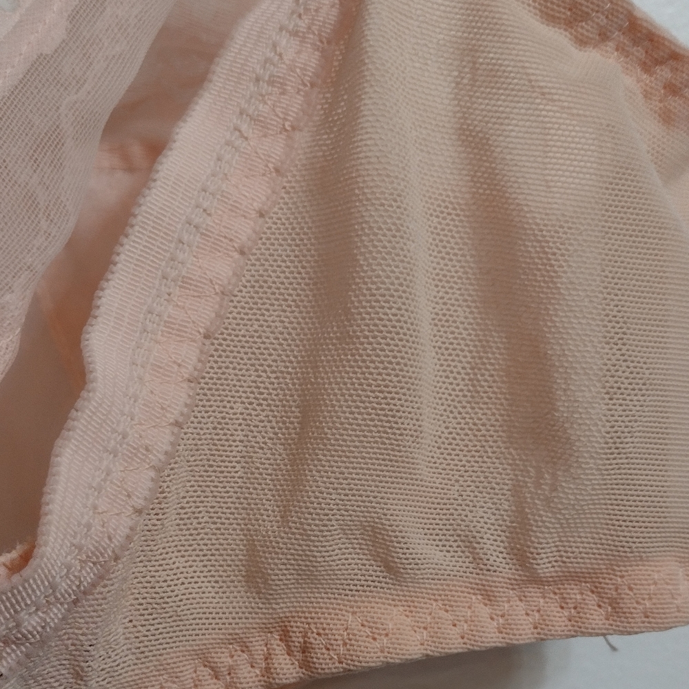 Vintage 1940s French Scandale Brayette Peach Lace Bullet Bra 34B Cup - Picture 5 of 11